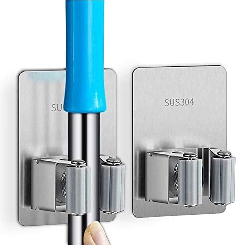 Mop and Broom Organizer Garage Tool Storage Rack Stainless Steel Broom Gripper Mop Holder with 3M Self Adhesive 3 Pack Mop and Broom Organizer Garage Tool Storage Rack Stainless Steel Broom Gripper Mop Holder with 3M Self Adhesive 3 Pack